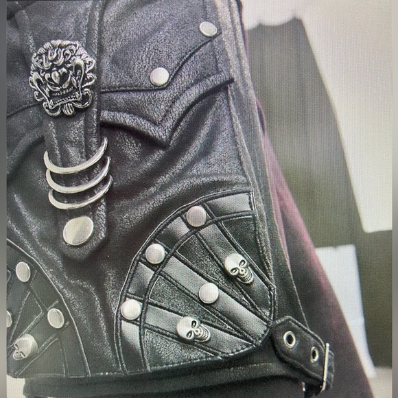 Devil Fashion Akiko Steampunk Pants with Holster Pouch in Soot, Size Large - Picture 3 of 10